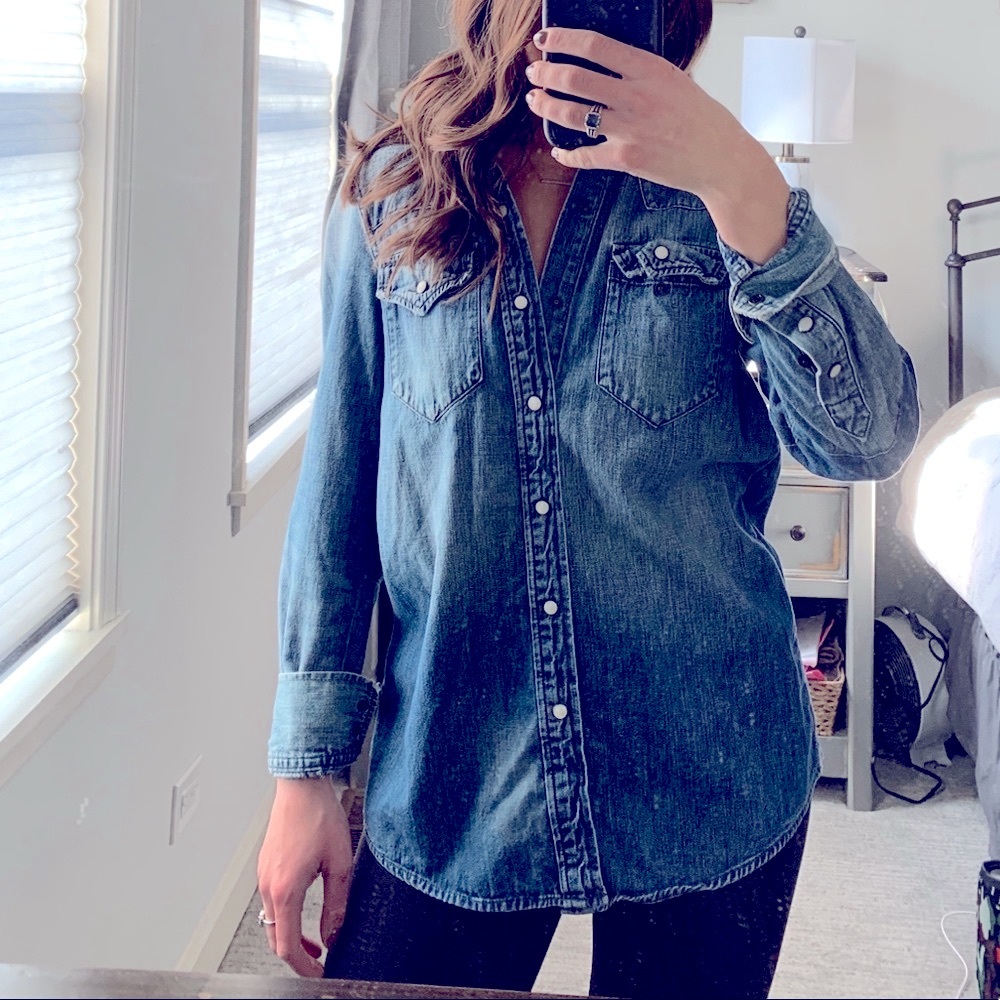 Oversized Madewell Jean Denim Shirt size small